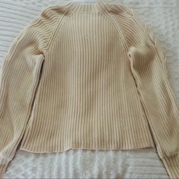 Aqua Braided Sleeve Cotton Sweater - Picture 4 of 5